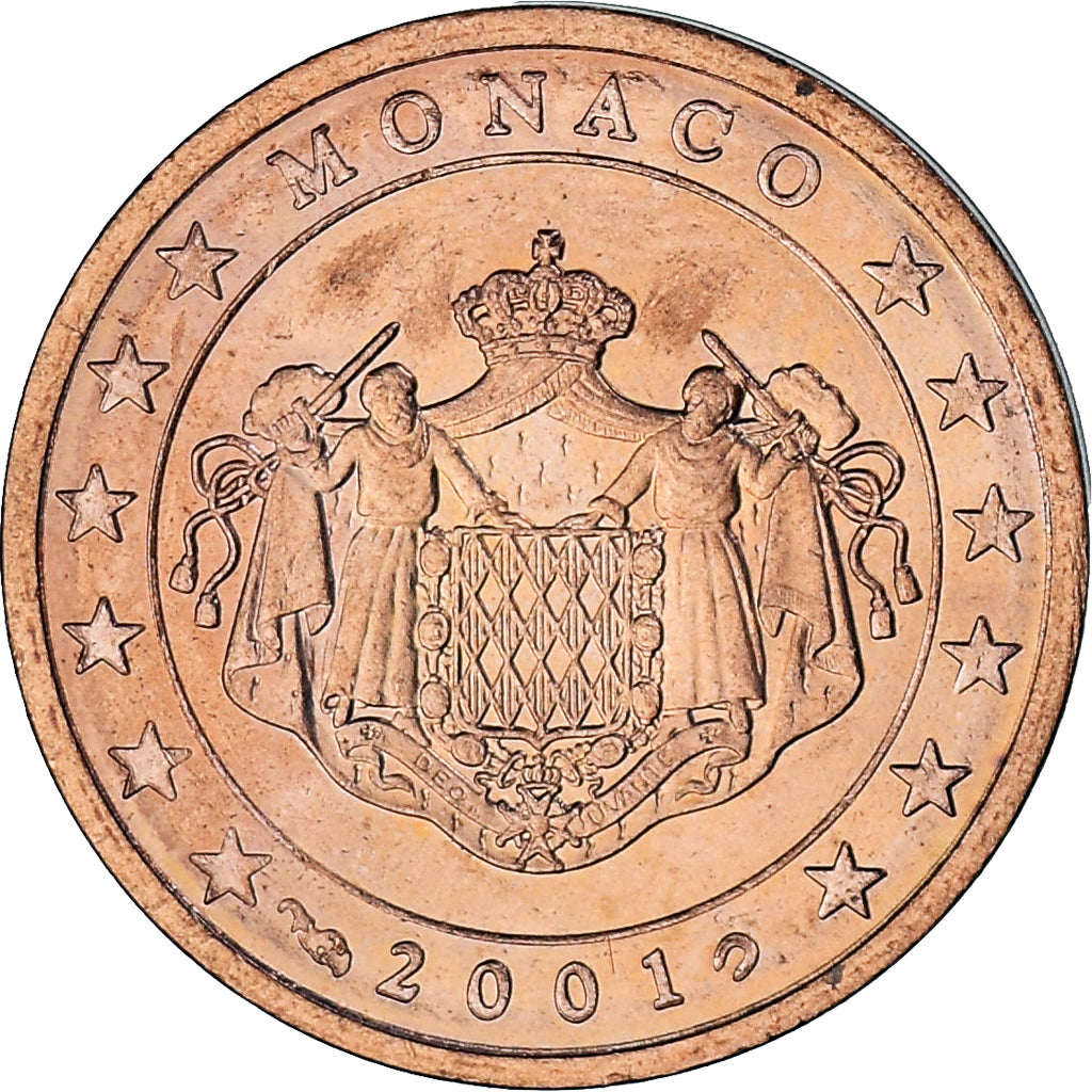 Monaco, Rainier III, 2 Euro Cent, 2001, Paris, SPL-, Acciaio placcato rame