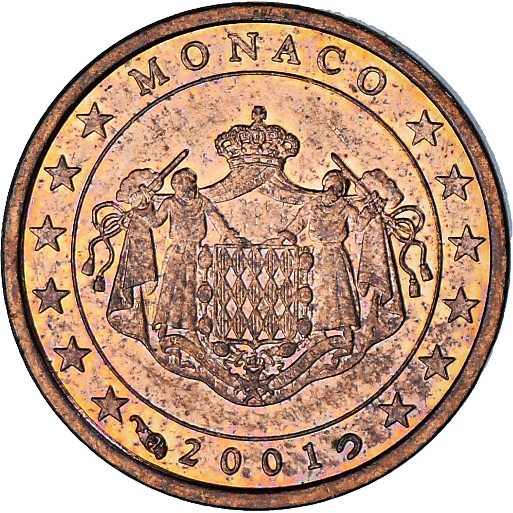 Mónaco, Rainier III, Euro Cent, 2001, Paris, AU(55-58), Aço Cromado a Cobre