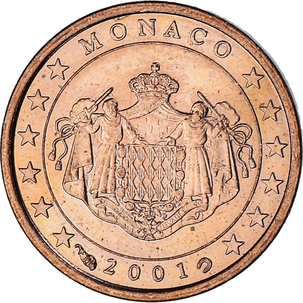 Monaco, Rainier III, Euro Cent, 2001, Paris, MS(63), Copper Plated Steel