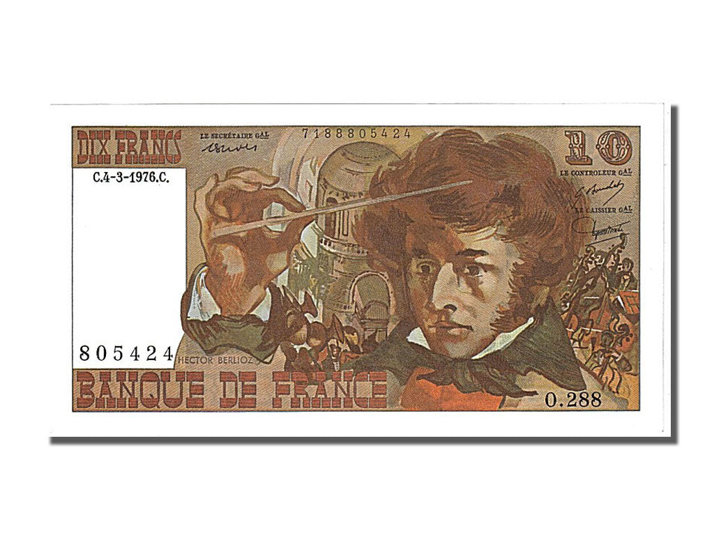 Biljet, Frankrijk, 10 Francs, 10 F 1972-1978 ''Berlioz'', 1976, 1976-03-04