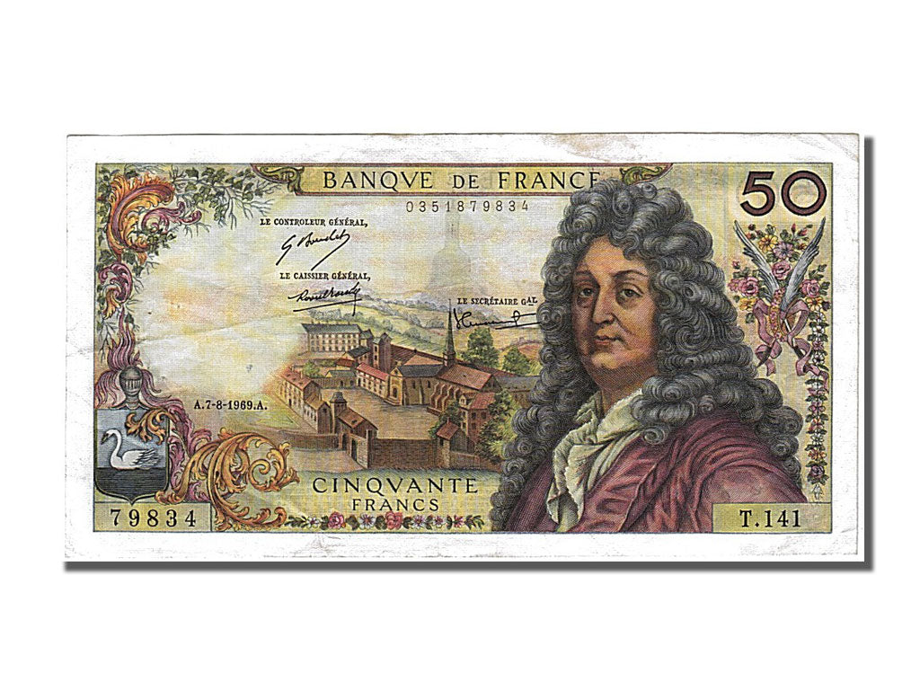 France, 50 Francs, 50 F 1962-1976 ''Racine'', 1969, KM #148c, 1969-08-07,...