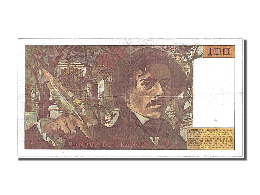 Francia, 100 Francs, 100 F 1978-1995 ''Delacroix'', 1990, KM:154e, BB, Fayett...