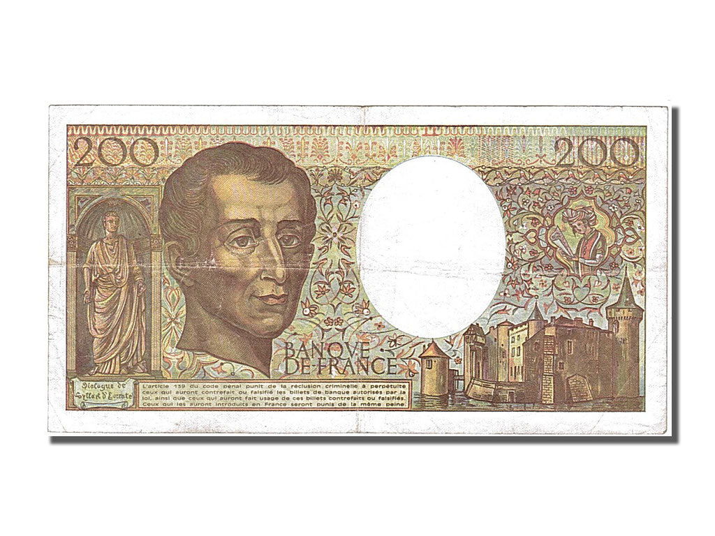 France, 200 Francs, 200 F 1981-1994 ''Montesquieu'', 1990, KM #155d, EF(40-45),.