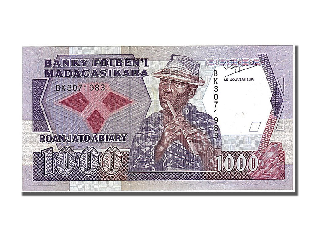 Madagascar, 1000 Francs = 200 Ariary, 1988, KM #72b, UNC(63), BK