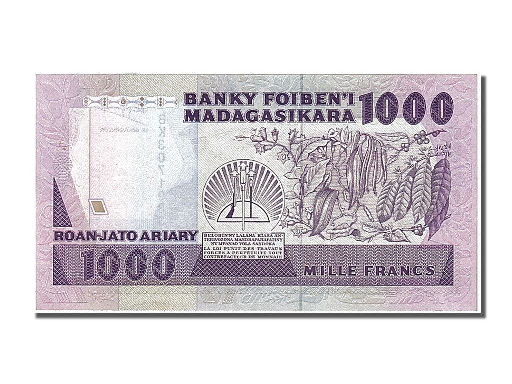 Madagascar, 1000 Francs = 200 Ariary, 1988, KM #72b, UNC(63), BK
