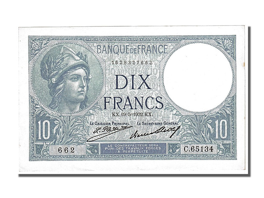 France, 10 Francs, 10 F 1916-1942 ''Minerve'', 1932, KM #73d, 1932-05-19,...