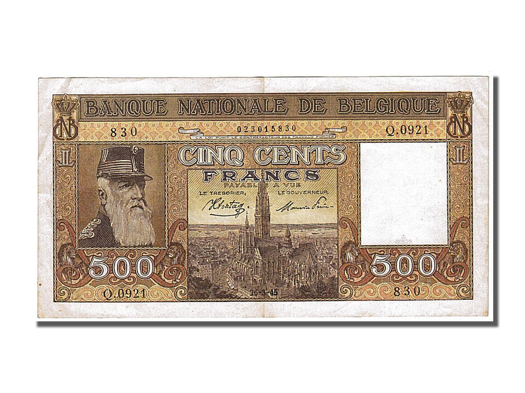 Banknote, Belgium, 500 Francs, 1945, 1945-03-26, UNC(60-62)