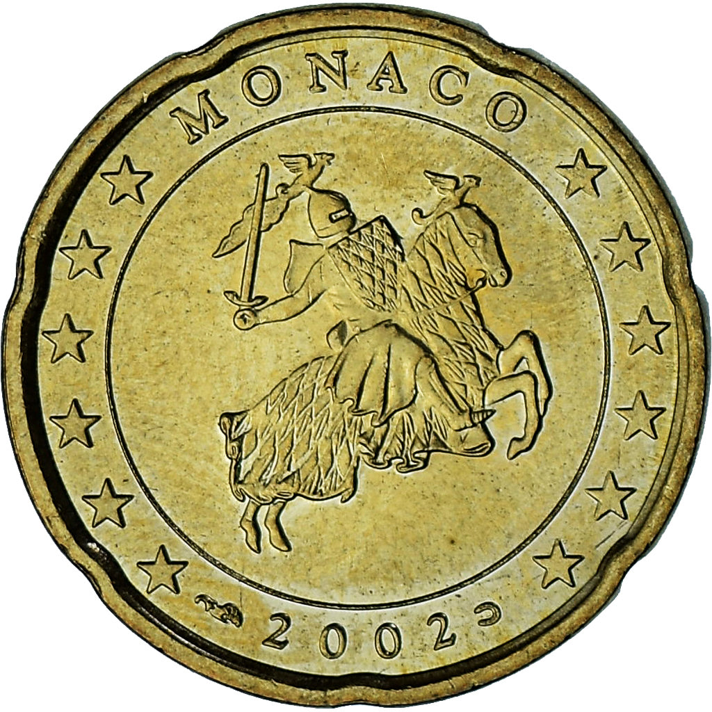 Monaco, Rainier III, 20 Euro Cent, 2002, Paris, SUP, Laiton, Gadoury:MC176