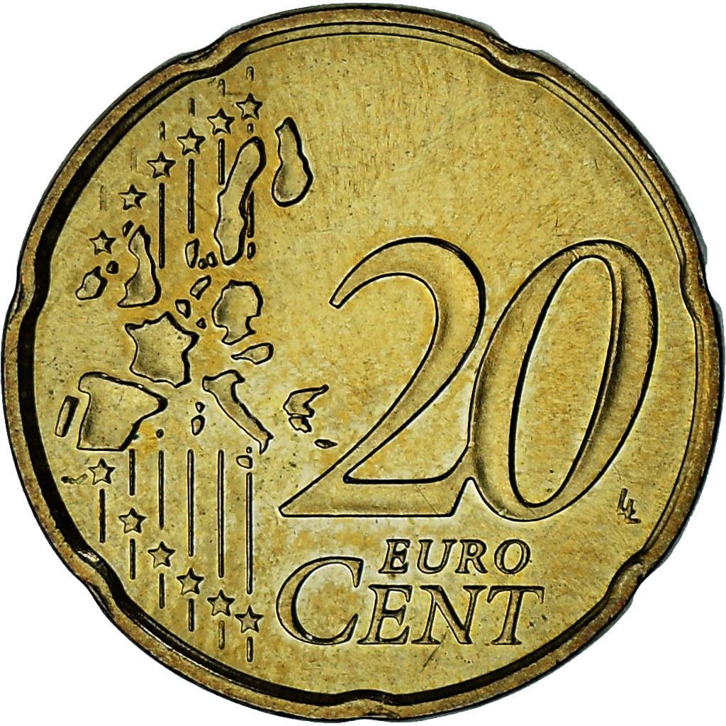 Monaco, Rainier III, 20 Euro Cent, 2002, Paris, SUP, Laiton, Gadoury:MC176