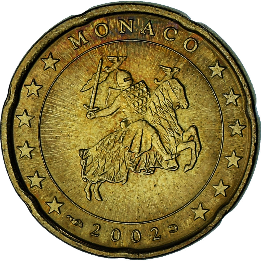 Monaco, Rainier III, 20 Euro Cent, 2002, Paris, AU(55-58), Brass, Gadoury:MC178