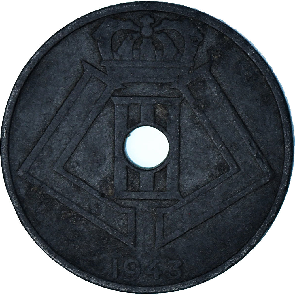 Belgium, 25 Centimes, 1943, Zinc, VF(30-35), KM:132