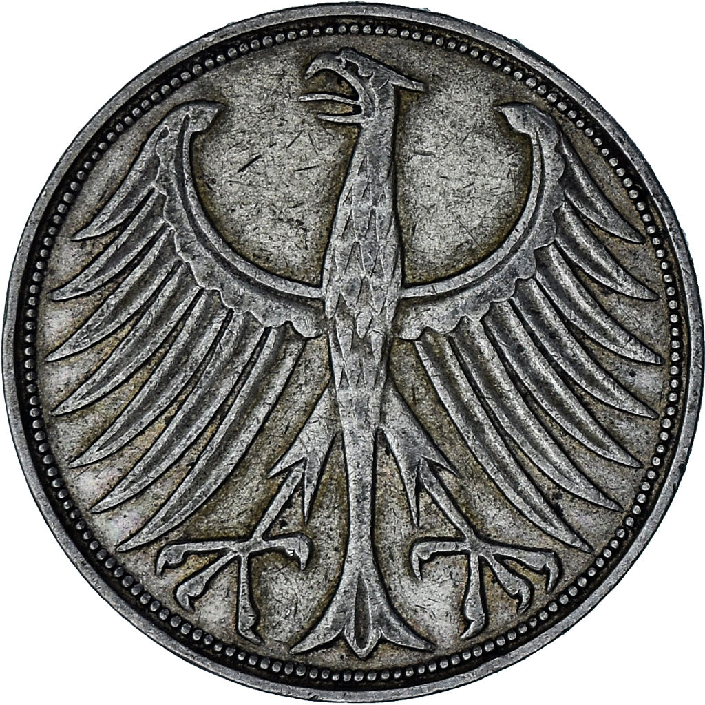 République fédérale allemande, 5 Mark, 1951, Karlsruhe, Argent, TTB, KM:112.1