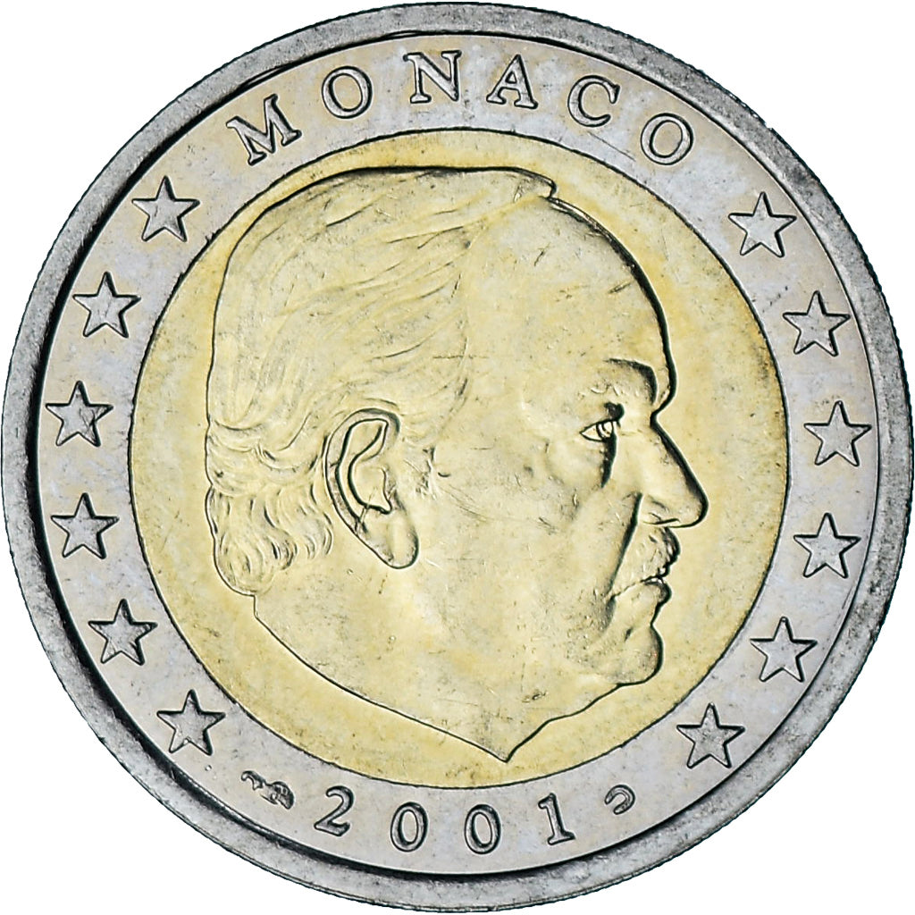 Monaco, Rainier III, 2 Euro, 2001, Paris, AU(55-58), Bi-Metallic, Gadoury:MC179
