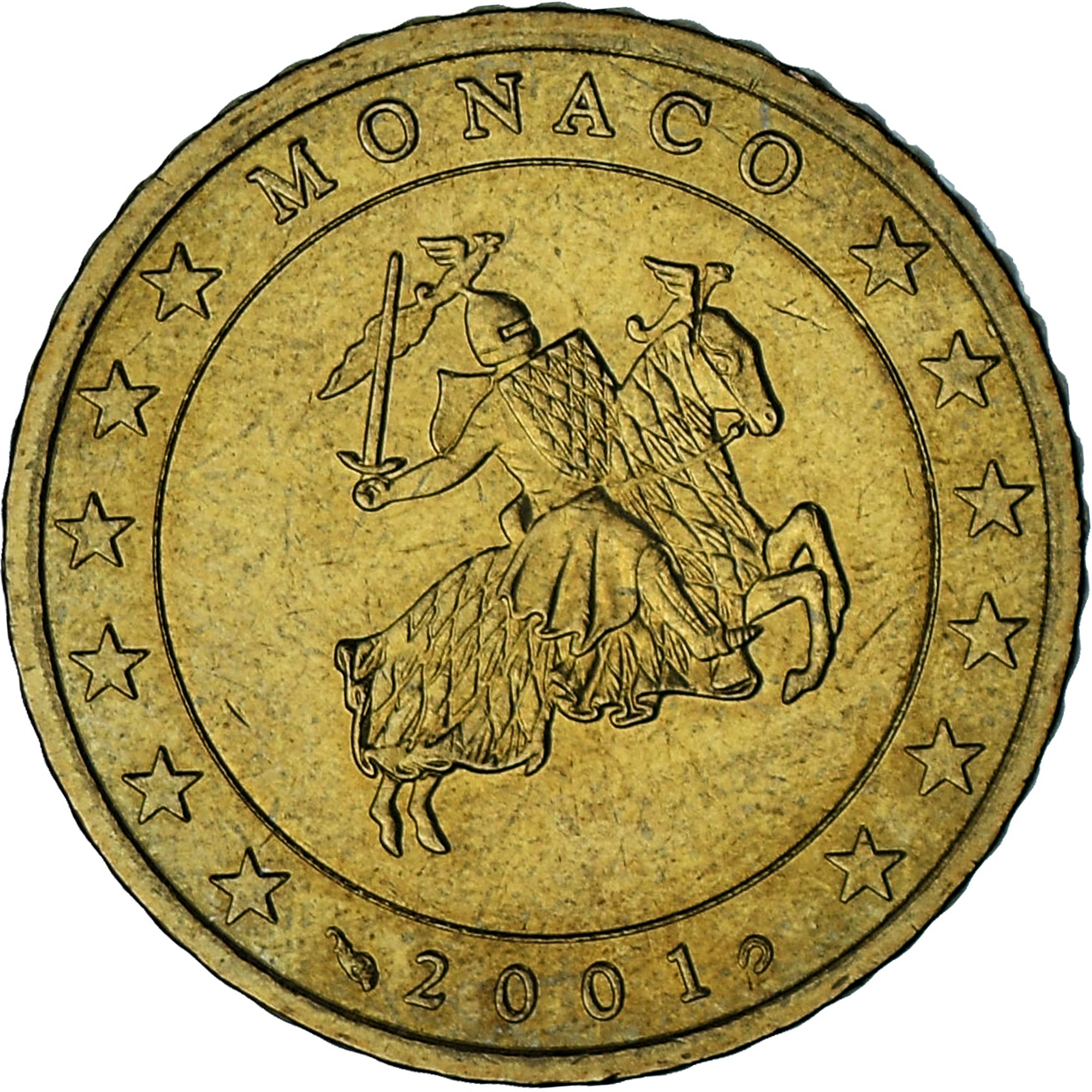 Monaco, Rainier III, 50 Euro Cent, 2001, Paris, SUP, Laiton, Gadoury:MC177