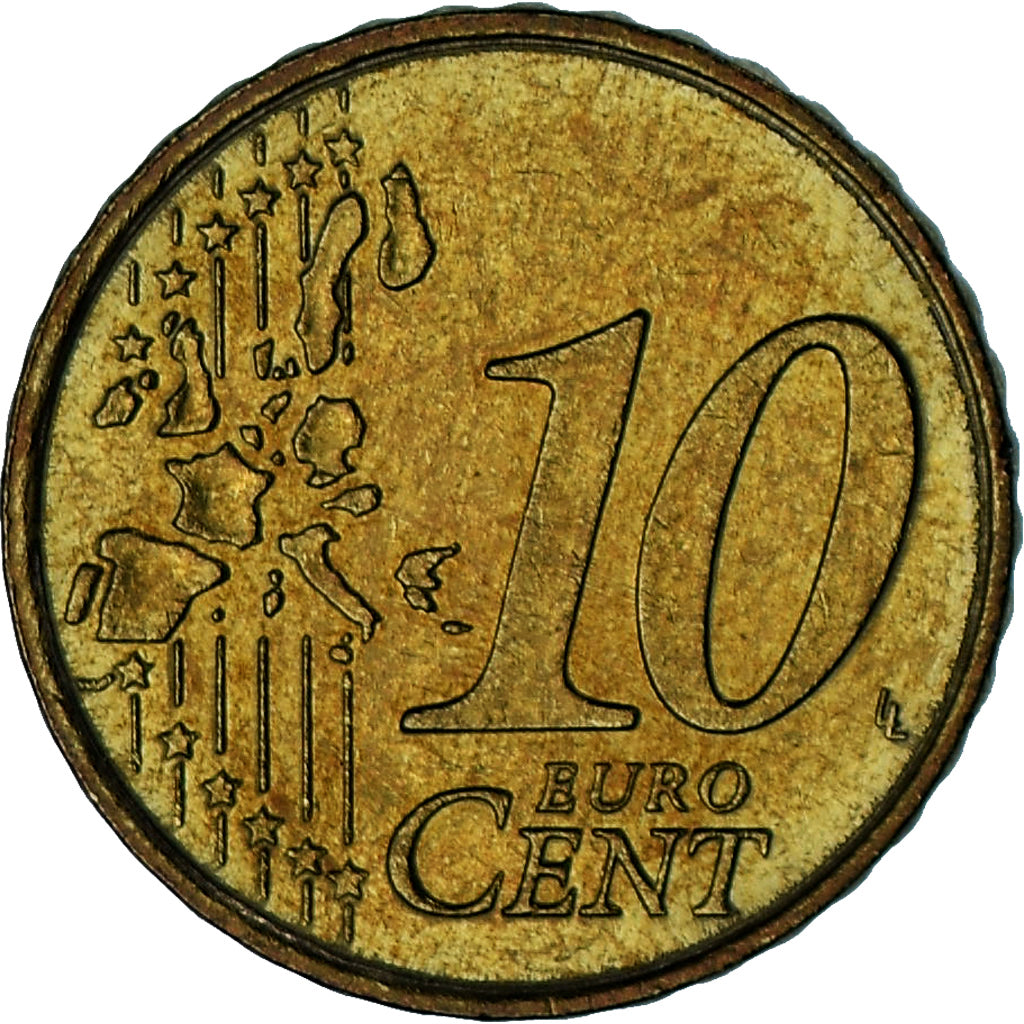 Monaco, Rainier III, 10 Euro Cent, 2001, Paris, EF(40-45), Brass, Gadoury:MC175