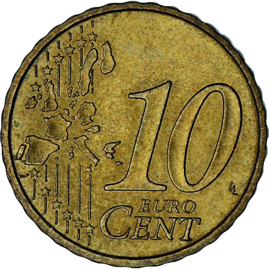 Monaco, Rainier III, 10 Euro Cent, 2002, Paris, AU(50-53), Brass, Gadoury:MC175