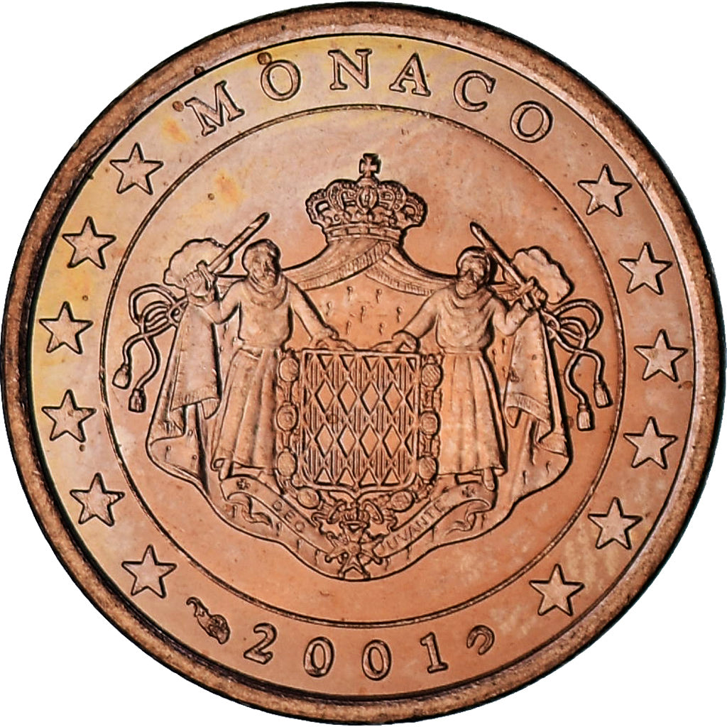 Monaco, Rainier III, 5 Euro Cent, 2001, Paris, AU(55-58), Copper Plated Steel