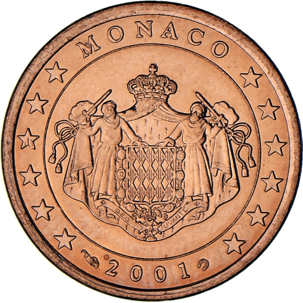 Monaco, Rainier III, 5 Euro Cent, 2001, Paris, PR, Copper Plated Steel
