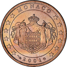 Monaco, Rainier III, 5 Euro Cent, 2001, Paris, AU(55-58), Copper Plated Steel