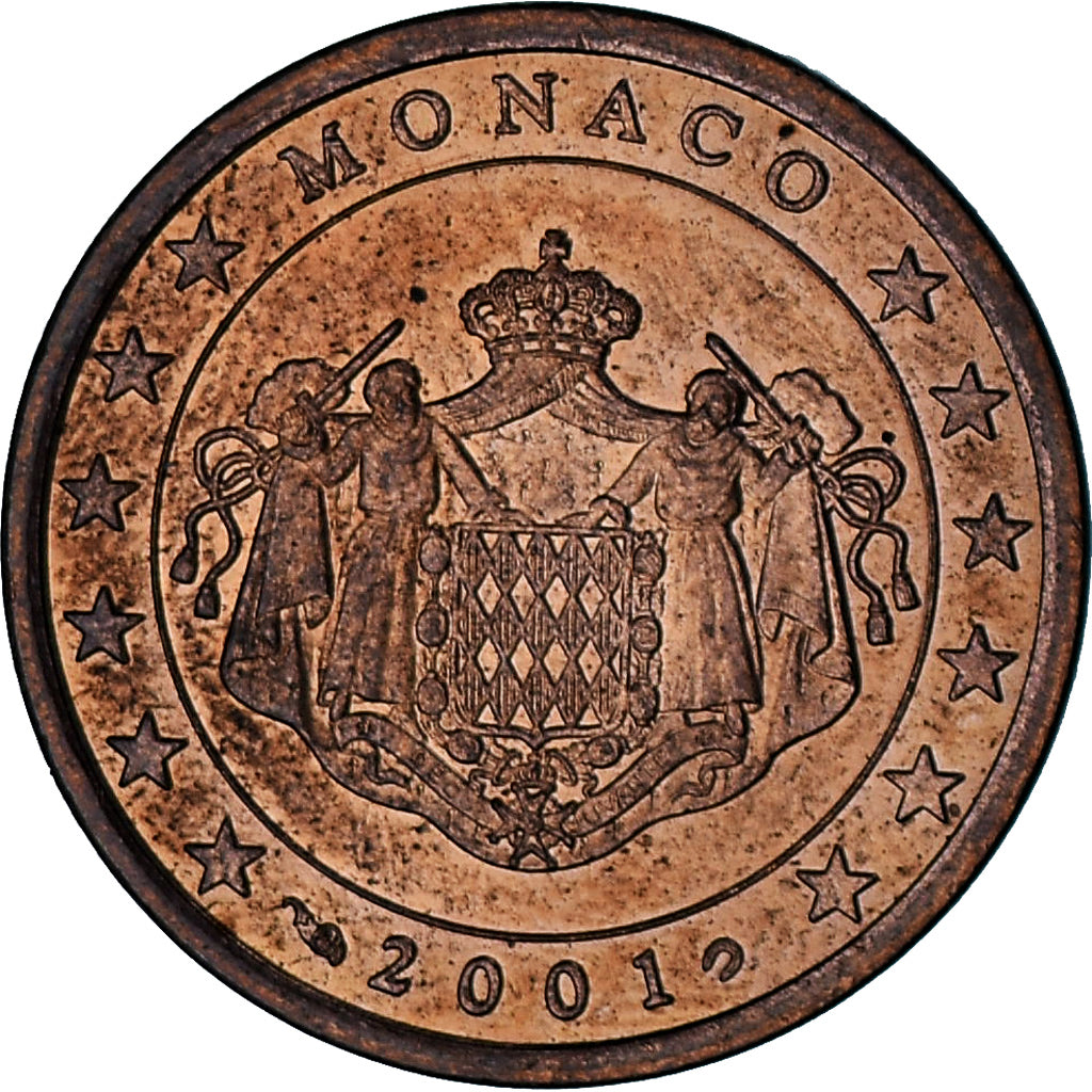 Monaco, Rainier III, 5 Euro Cent, 2001, Paris, EF(40-45), Copper Plated Steel