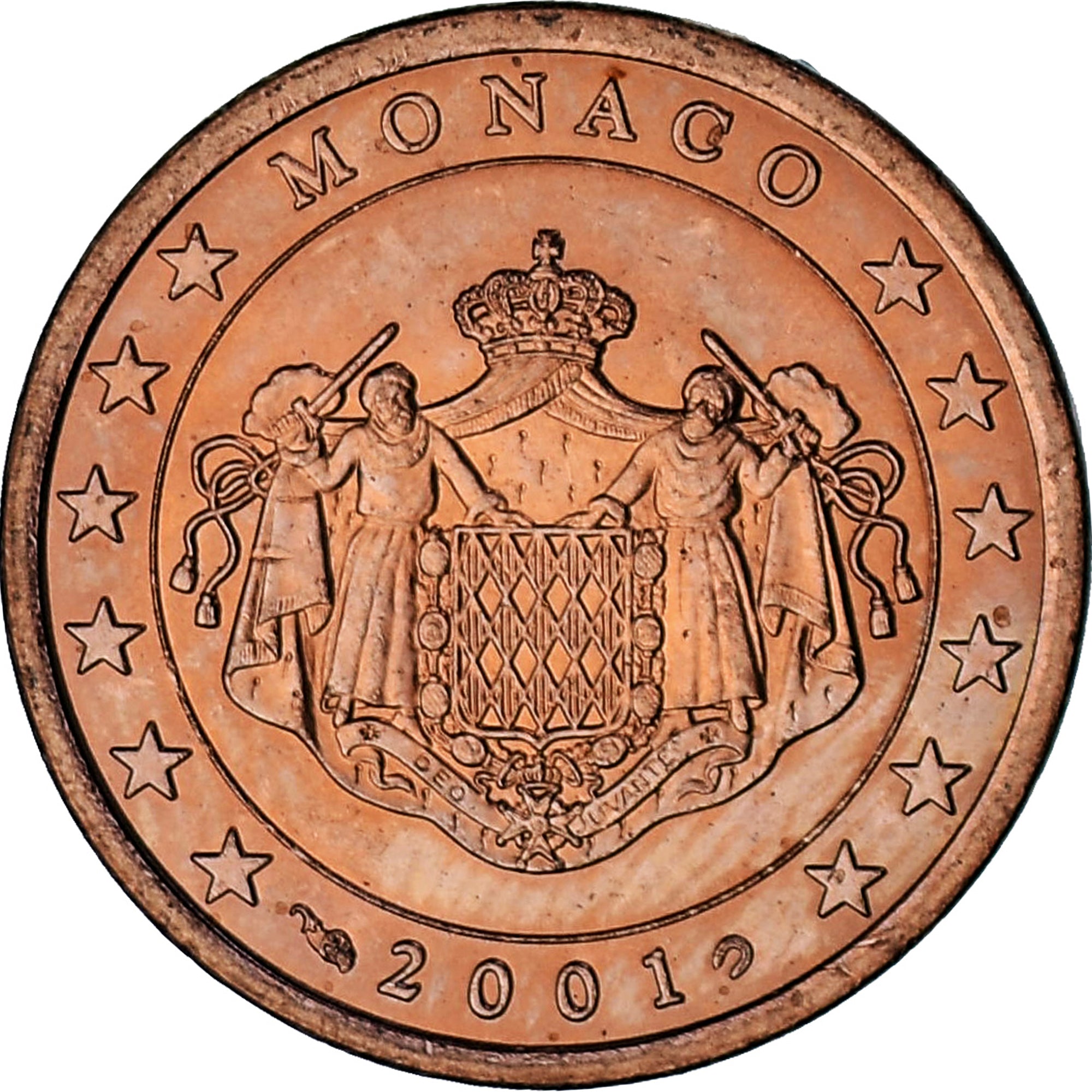 Monaco, Rainier III, 5 Euro Cent, 2001, Paris, EF(40-45), Copper Plated Steel