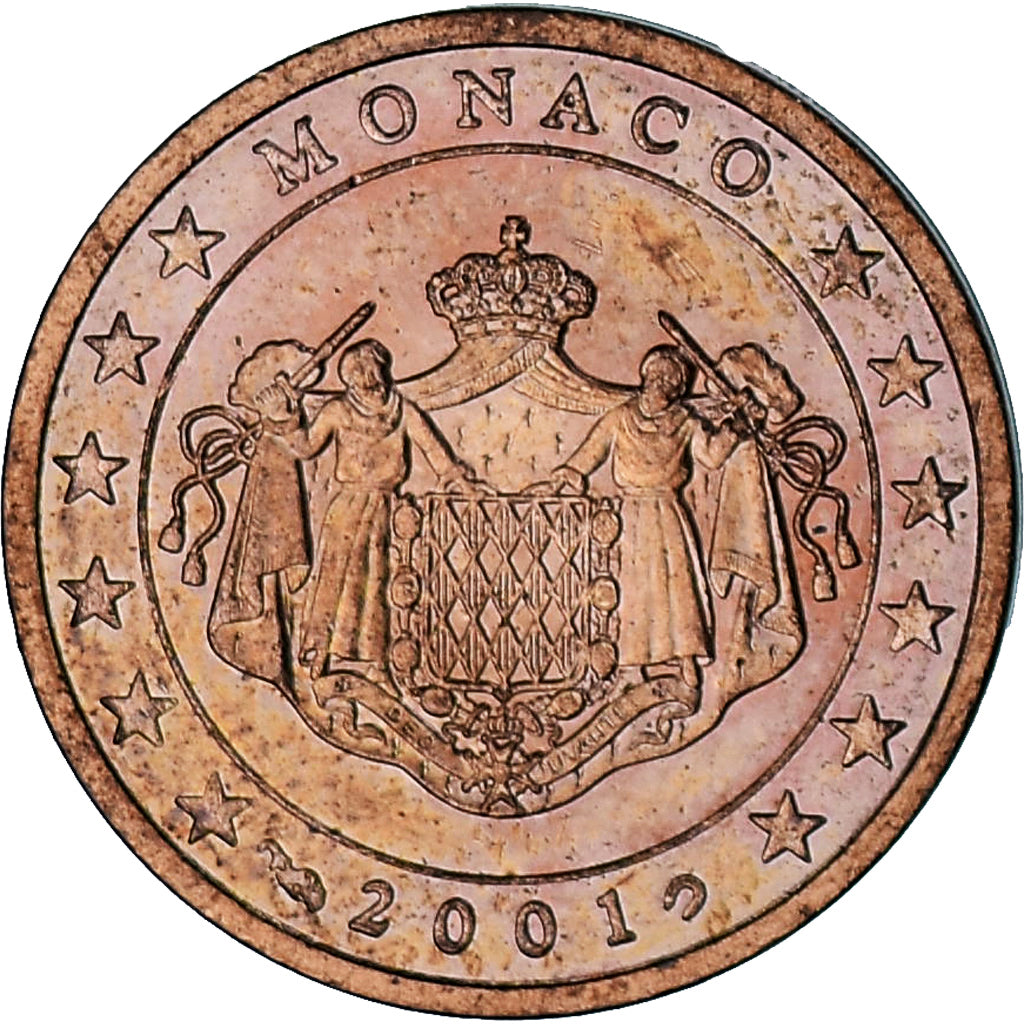 Monaco, Rainier III, 2 Euro Cent, 2001, Paris, AU(55-58), Copper Plated Steel