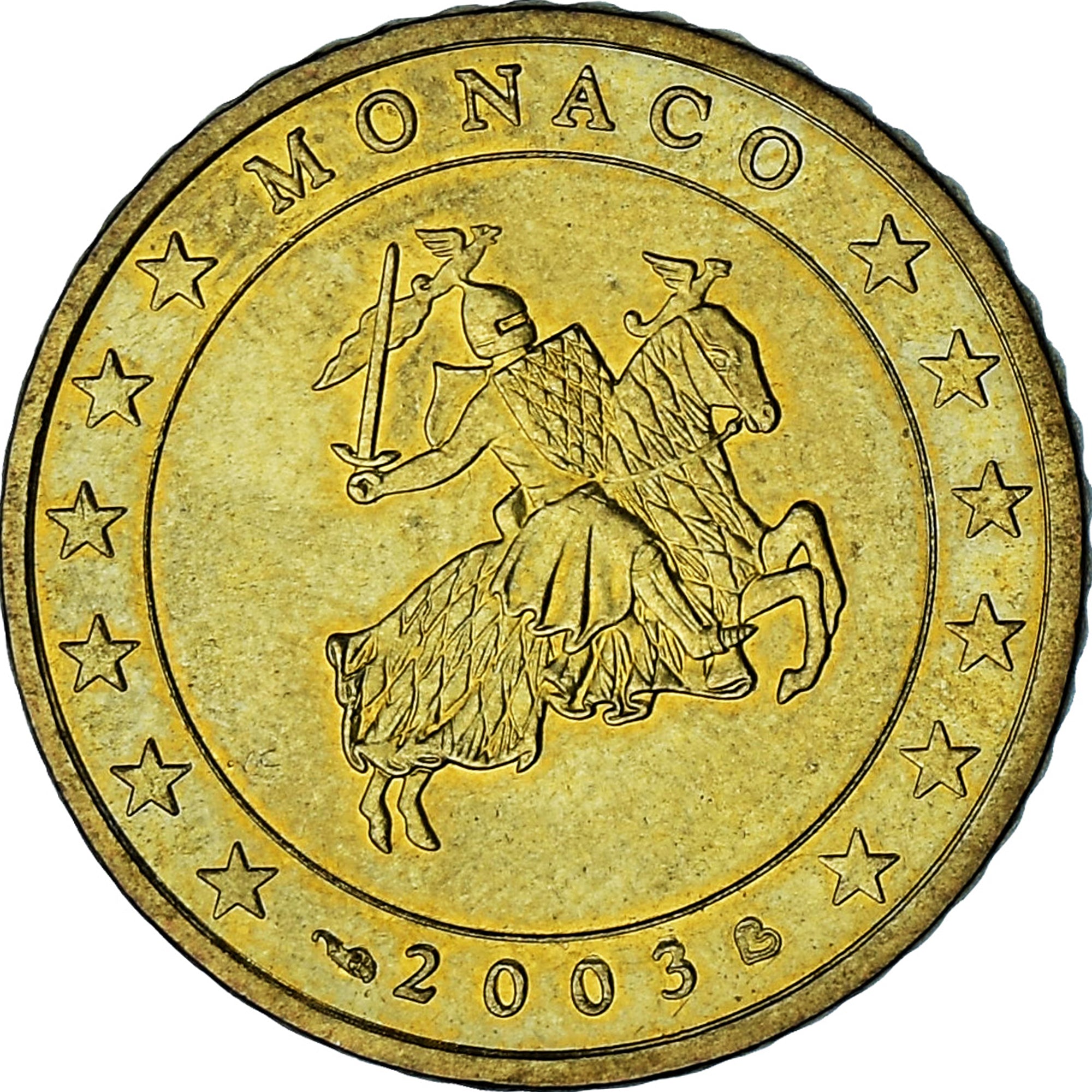 Monaco, Rainier III, 50 Euro Cent, 2003, Paris, AU(50-53), Brass, Gadoury:MC177