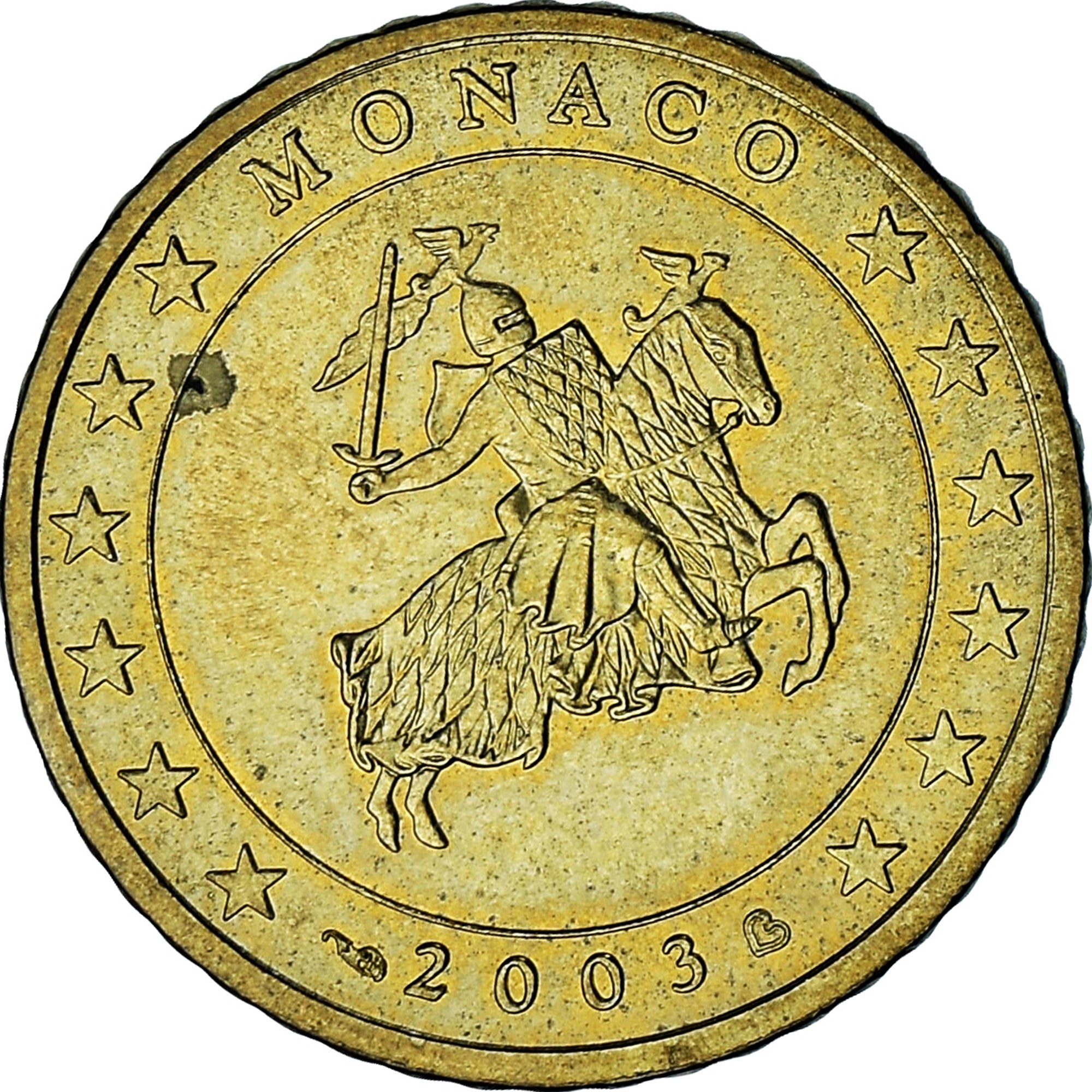 Monaco, Rainier III, 50 Euro Cent, 2003, Paris, AU(50-53), Brass, Gadoury:MC177