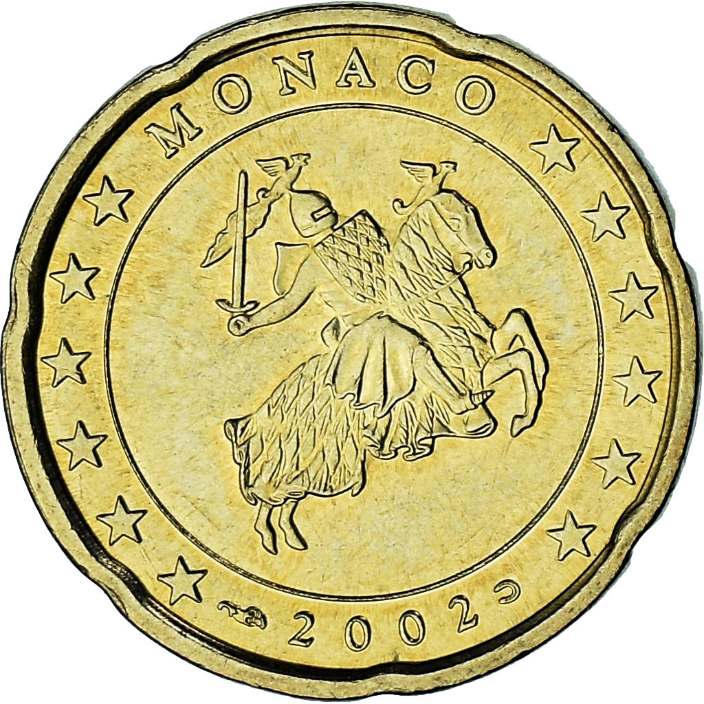 Monaco, Rainier III, 20 Euro Cent, 2002, Paris, AU(50-53), Brass, Gadoury:MC176