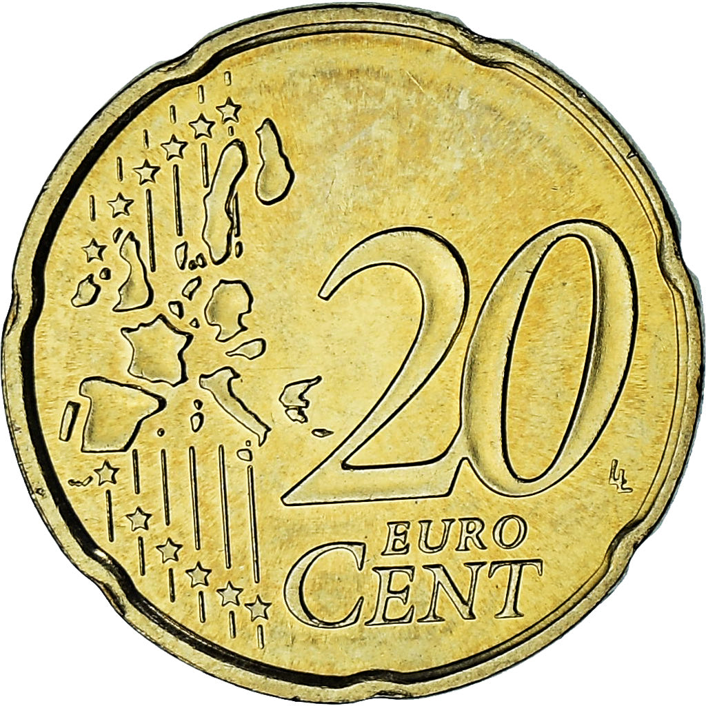 Monaco, Rainier III, 20 Euro Cent, 2002, Paris, AU(50-53), Brass, Gadoury:MC176