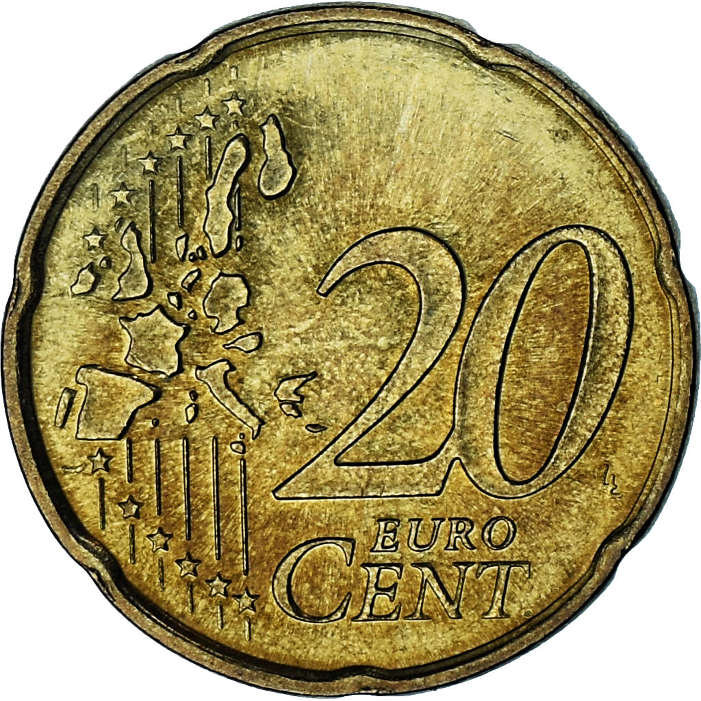 Monaco, Rainier III, 20 Euro Cent, 2002, Paris, AU(50-53), Brass, Gadoury:MC176