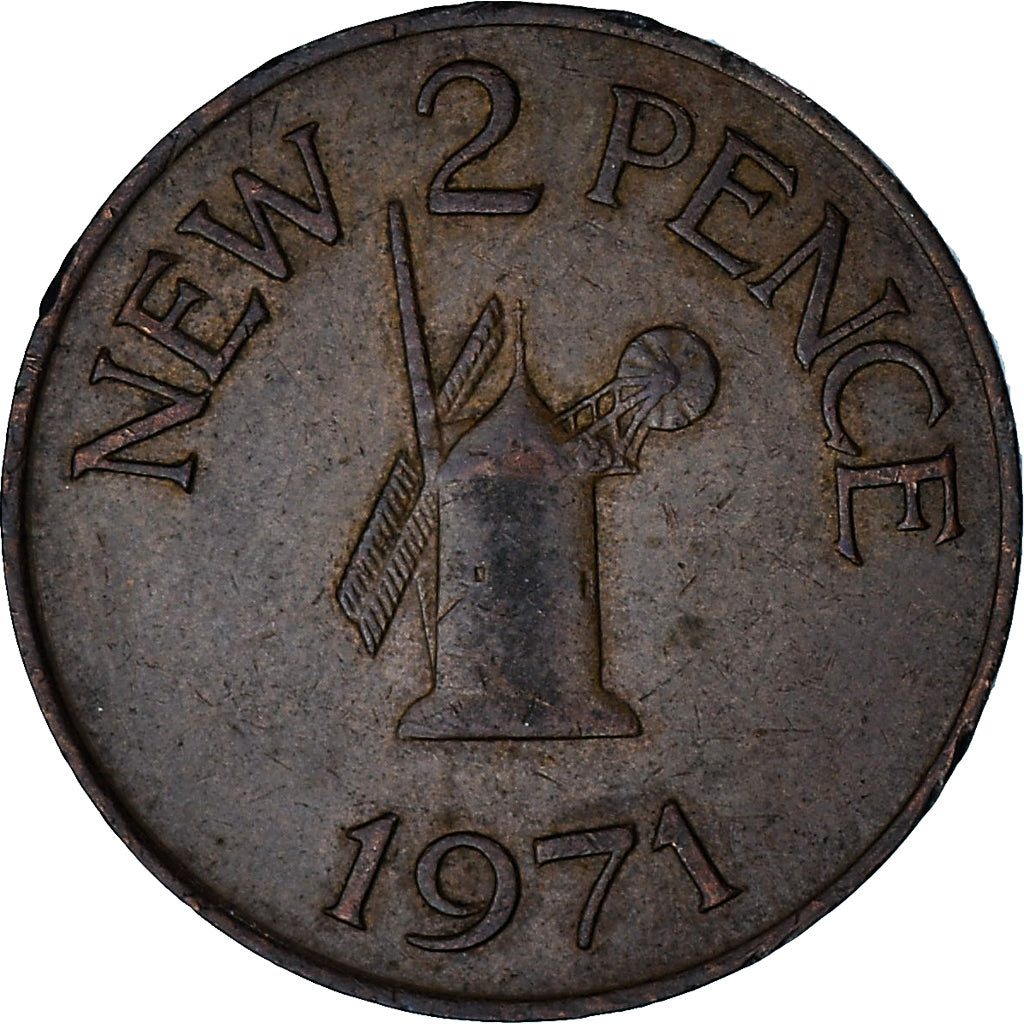 Guernesey, Elizabeth II, 2 New Pence, 1971, Bronze, EF(40-45), KM:22