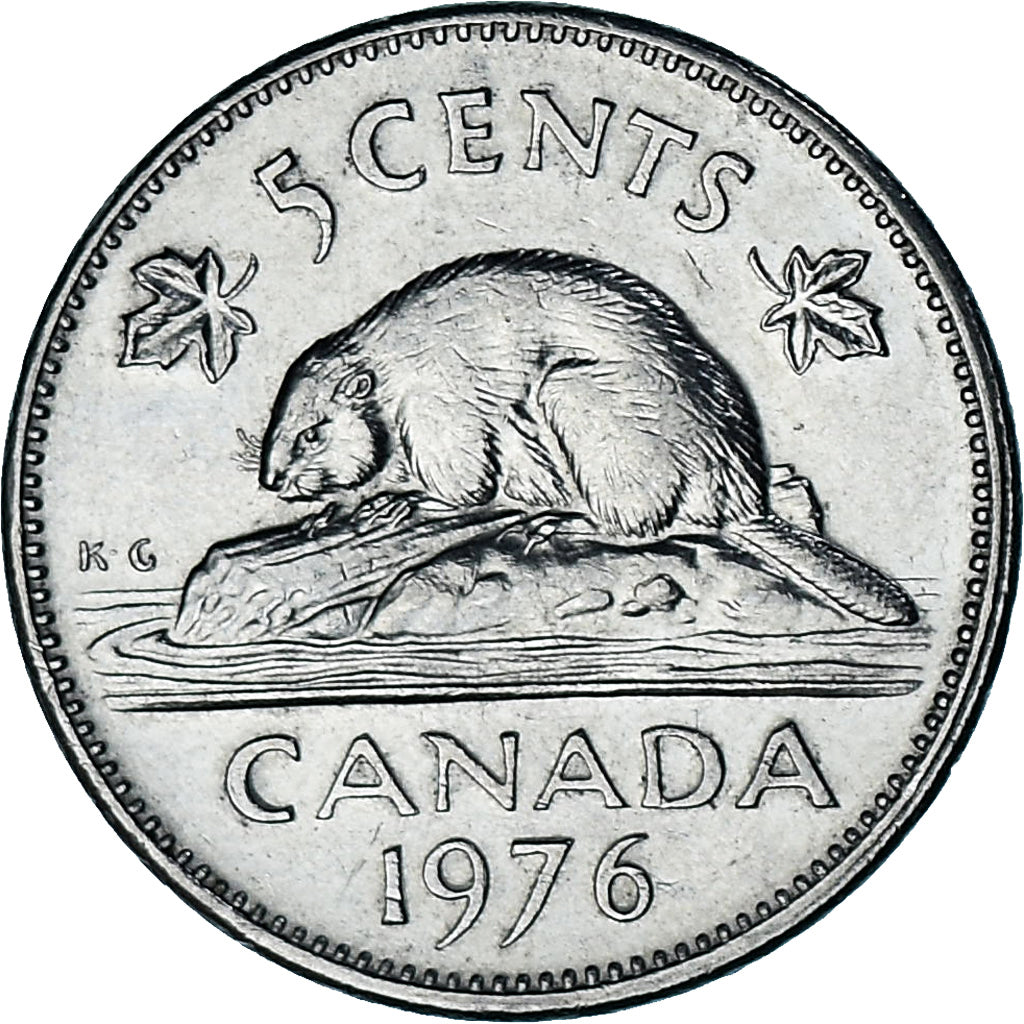 Canada, Elizabeth II, 5 Cents, 1976, Royal Canadian Mint, Nikiel, EF(40-45)