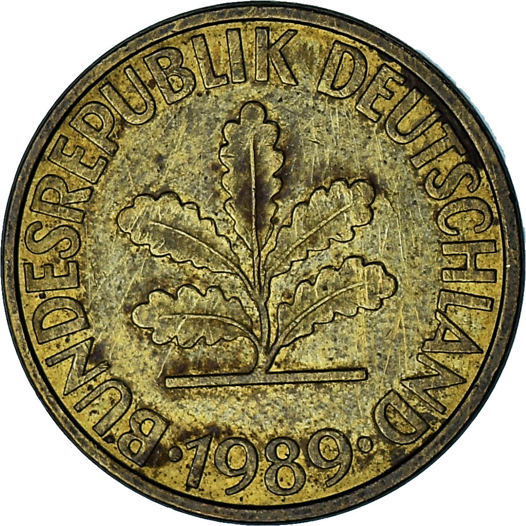 Bundesrepublik Deutschland, 10 Pfennig, 1989, Hambourg, Brass Clad Steel, SS