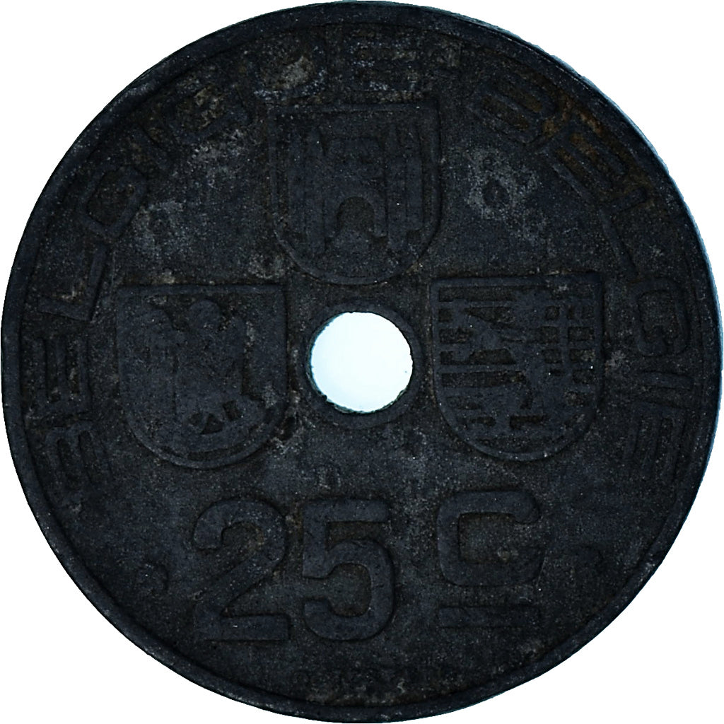 Belgium, 25 Centimes, 1942, Zinc, VF(20-25), KM:131