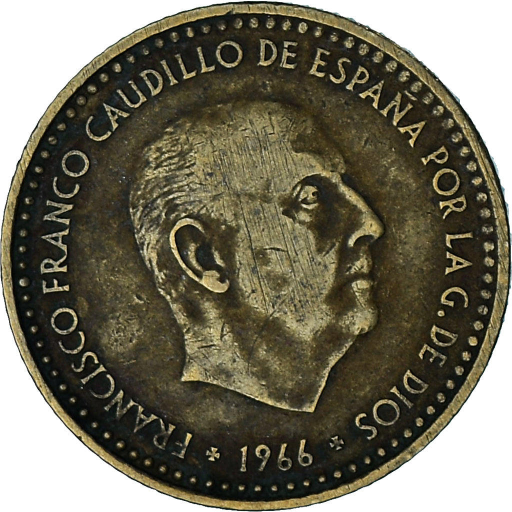 Spain, Francisco Franco, caudillo, Peseta, 1966 (72), Aluminum-Bronze