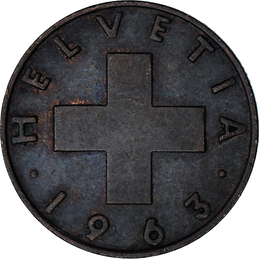 Switzerland, 2 Rappen, 1963, Bern, Bronze, EF(40-45), KM:47