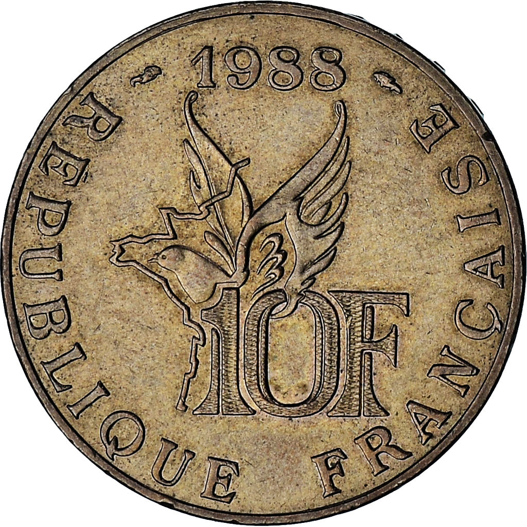 Francia, 10 Francs, Roland Garros, 1988, Aluminio - bronce, MBC+, Gadoury:821