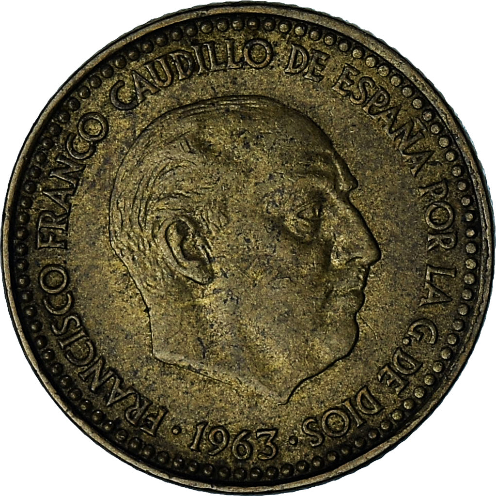 Spanje, Francisco Franco, caudillo, Peseta, 1963 (65), Aluminum-Bronze, ZF
