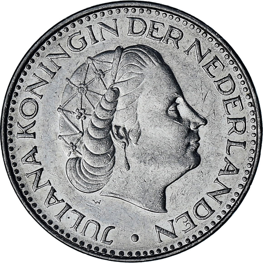 Holandia, Juliana, Gulden, 1968, Nikiel, AU(50-53), KM:184a