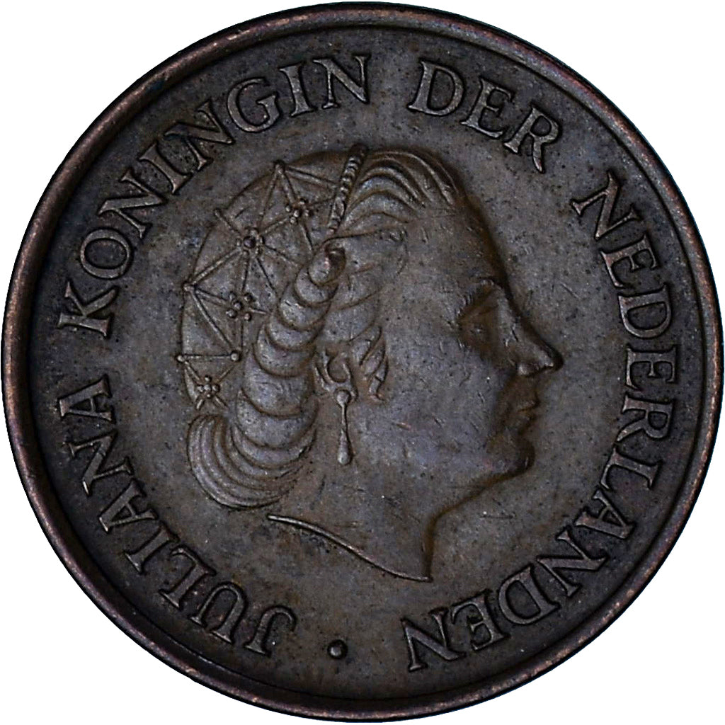 Países Baixos, Juliana, 5 Cents, 1965, Bronze, EF(40-45), KM:181
