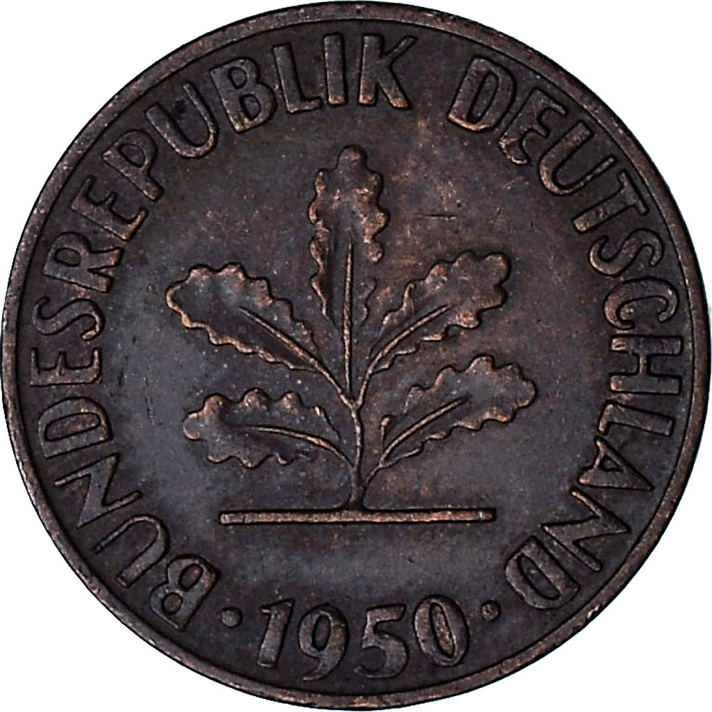 Federale Duitse Republiek, Pfennig, 1950, Munich, Copper Plated Steel, ZF