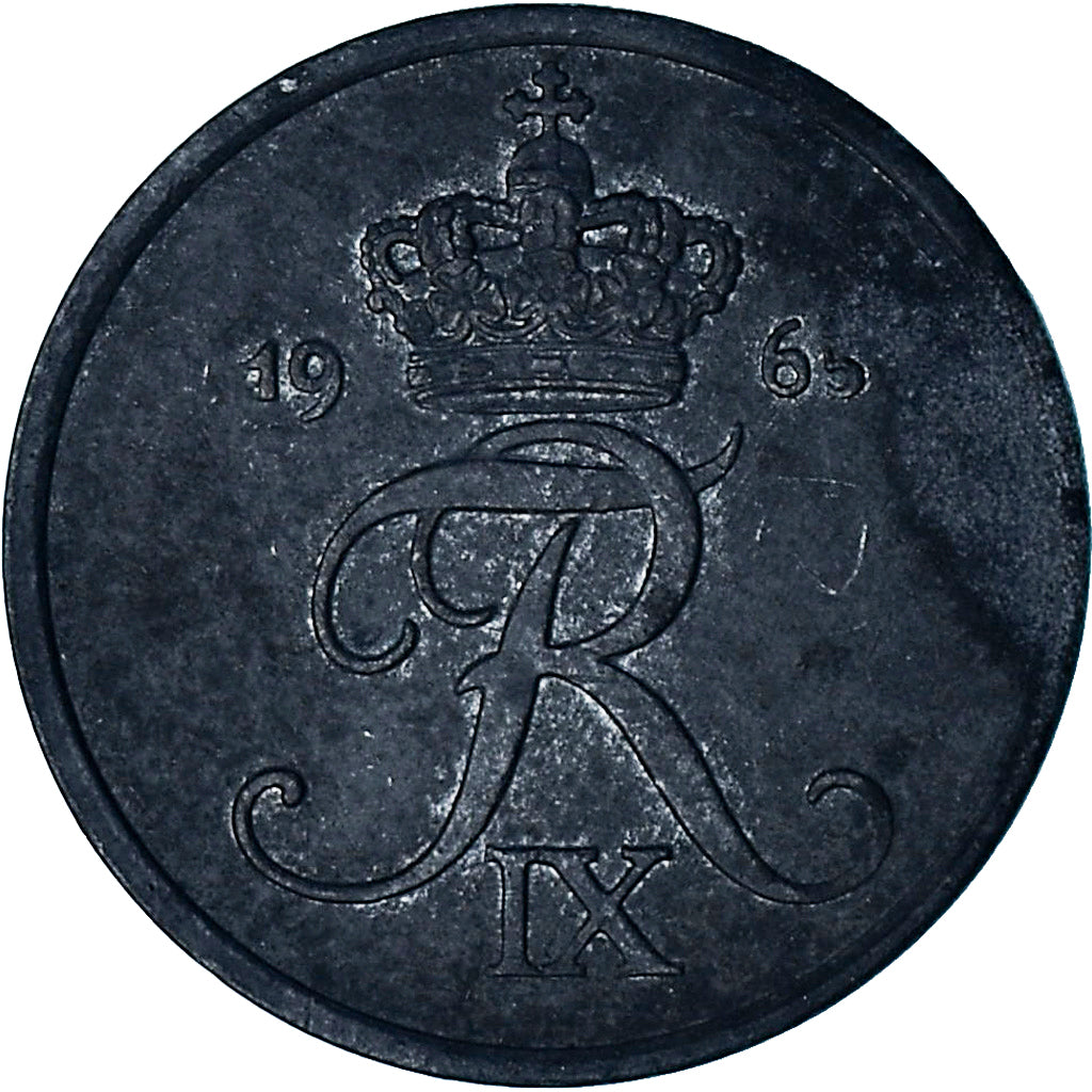 Danemark, Frederik IX, 2 Öre, 1965, Copenhagen, Zinc, TTB, KM:840.2