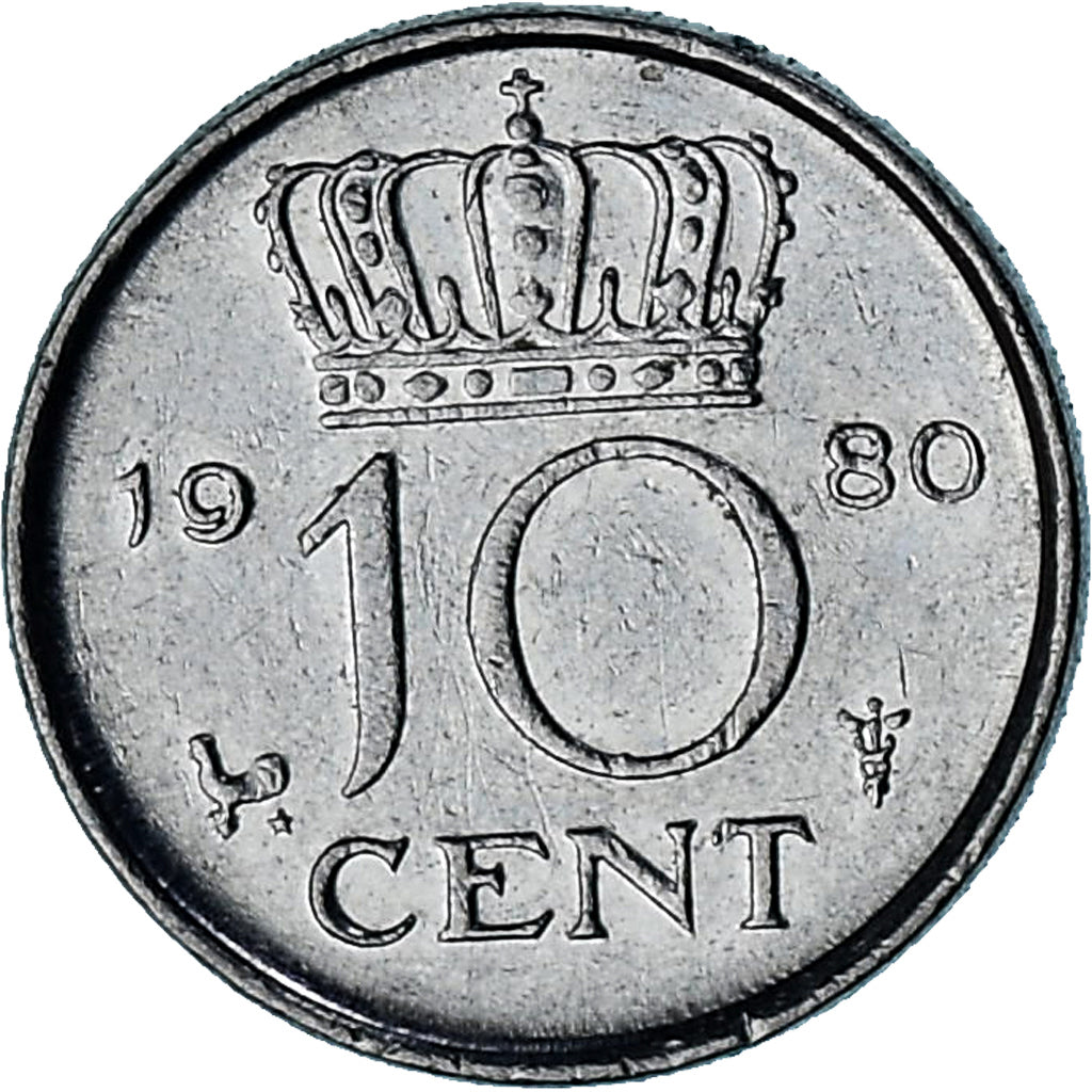 Pays-Bas, Juliana, 10 Cents, 1980, Nickel, TTB+, KM:182