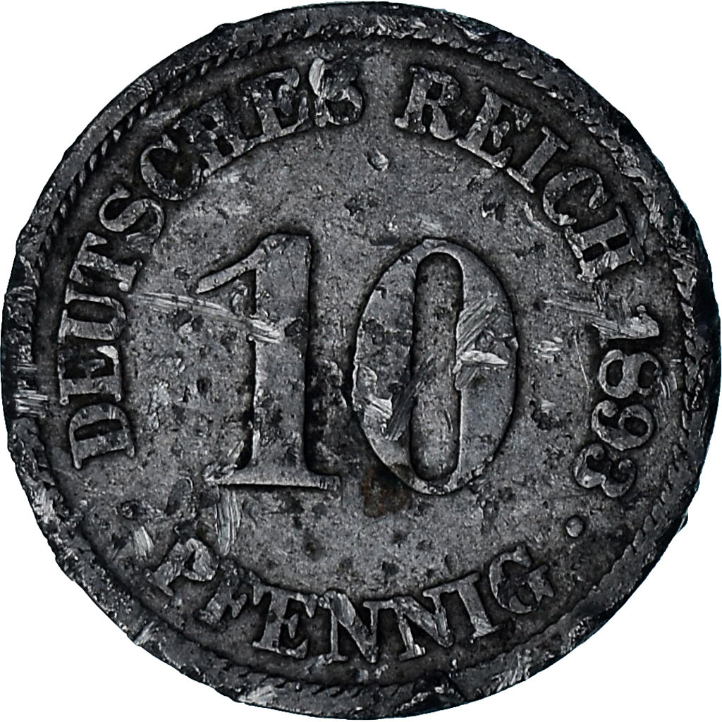 NIEMCY - IMPERIUM, Wilhelm II, 10 Pfennig, 1893, Berlin, Miedź-Nikiel