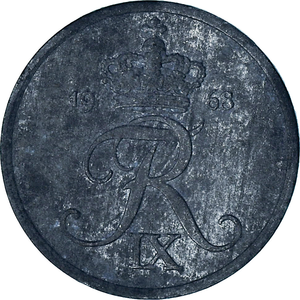 Danimarca, Frederik IX, 2 Öre, 1968, Copenhagen, Zinco, MB, KM:840.2