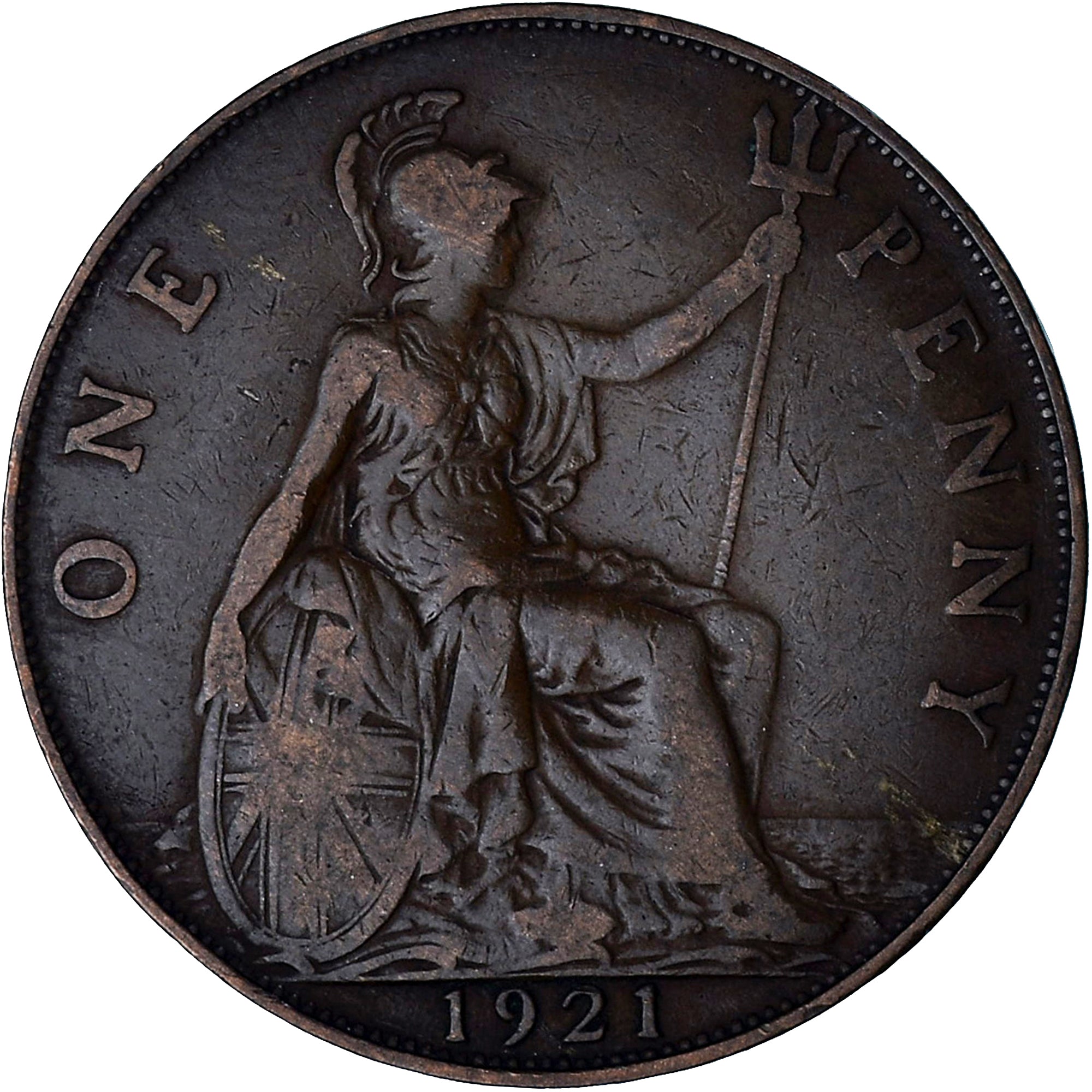 Gran Bretagna, George V, Penny, 1921, Bronzo, BB, KM:810