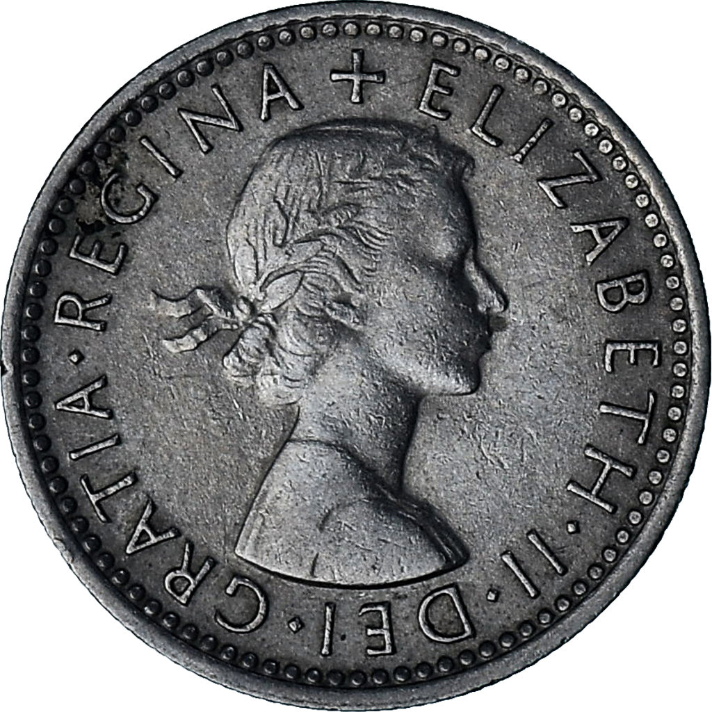 Wielka Brytania, Elizabeth II, 6 Pence, 1962, Miedź-Nikiel, AU(50-53), KM:903