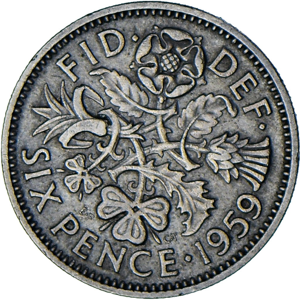 Grã-Bretanha, Elizabeth II, 6 Pence, 1959, Cobre-níquel, EF(40-45), KM:903