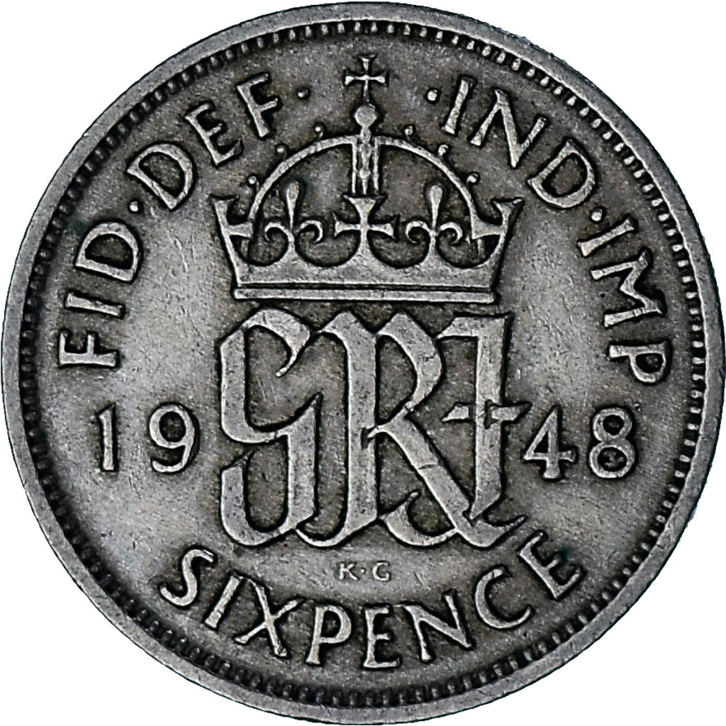 Great Britain, George VI, 6 Pence, 1948, Copper-nickel, AU(50-53), KM:862